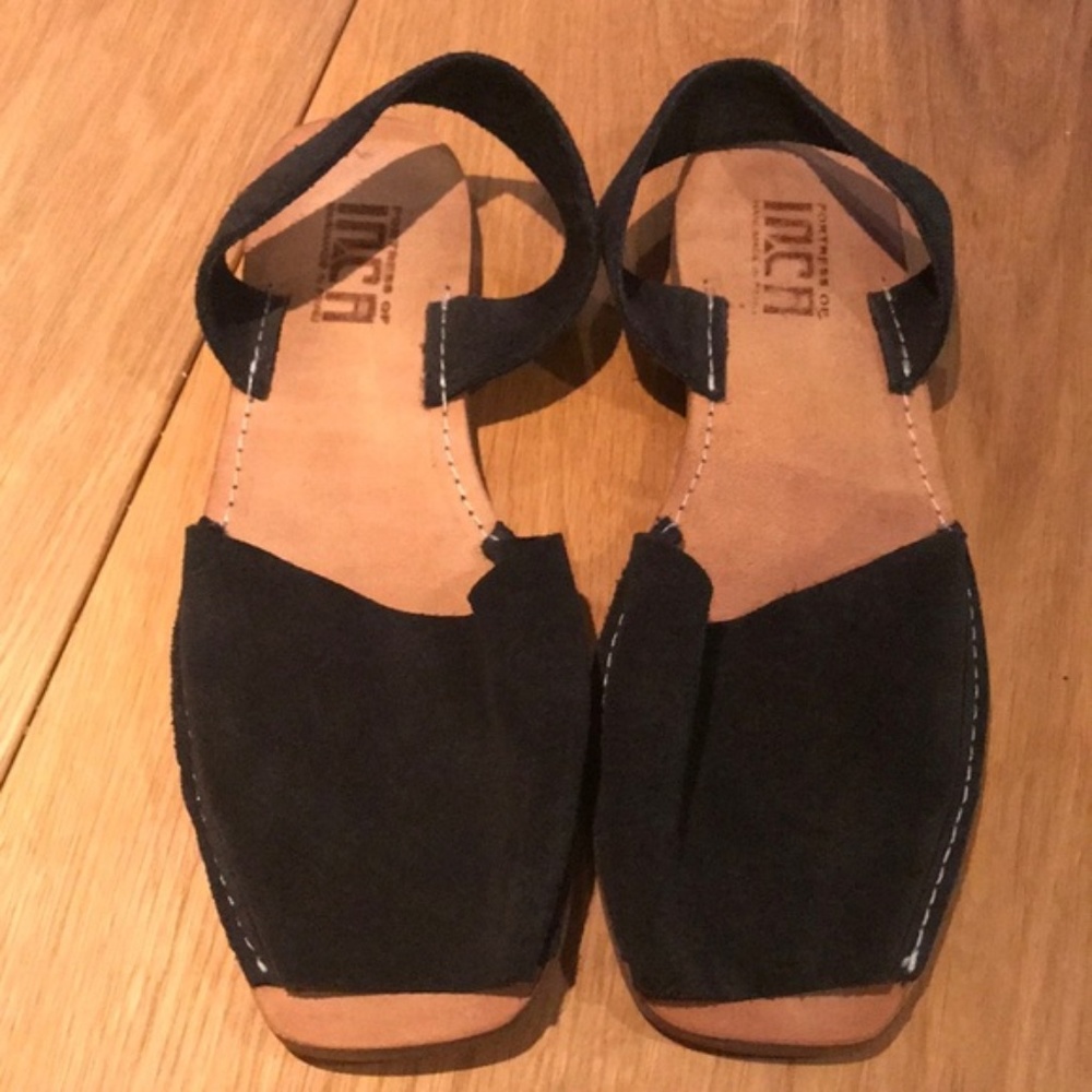 Fortress of Inca black suede peep toe sandal